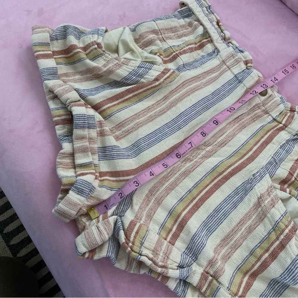 Free People Topanga Yarn Dyed Shorts New Large Boho Paper Bag Pocket striped - Picture 10 of 16